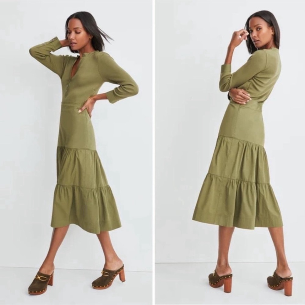 VERONICA BEARD Peralta mixed media midi dress Sz L